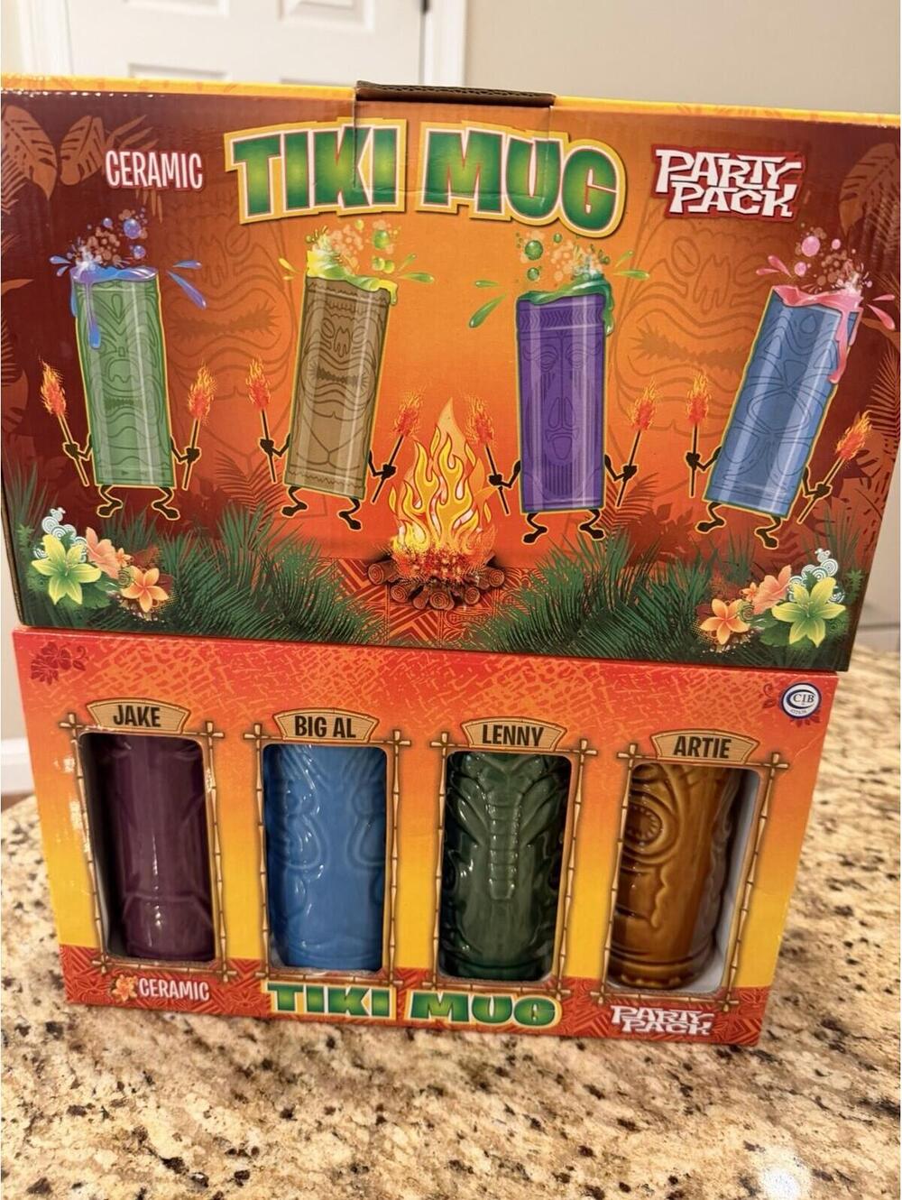 Set Of 2 Archie McPhee Tiki Party Packs Includes 8 Ceramic Tiki Glasses/Mugs NEW